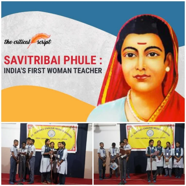 Birthday of Savithri Bhai Phule celebrated in St Aloysius English Medium School, Urwa  on 3rd January 2024 by the students of IX B.